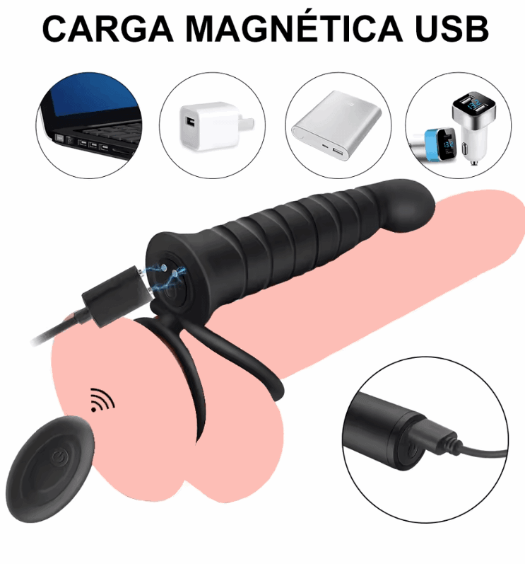 Doble Placer "Dual Pulse" – Vibrador de Doble Penetración con Anillo - Fuego y placer