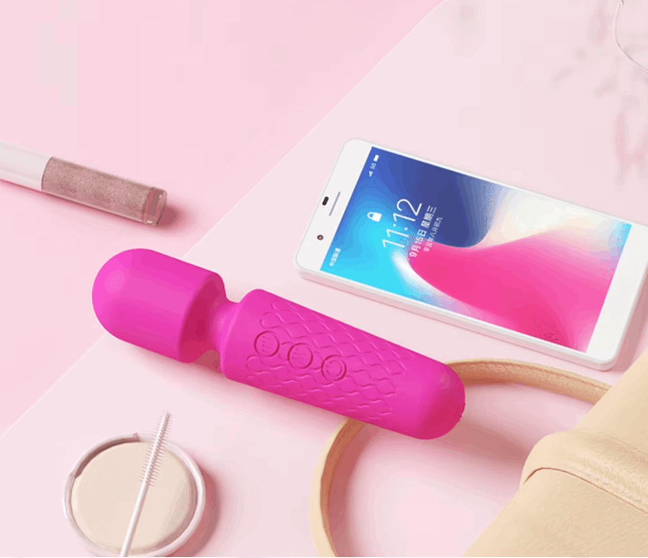 Mini Vibrador de Varita Mágica Recargable – Masajeador Portátil de Alta Potencia - Fuego y placer