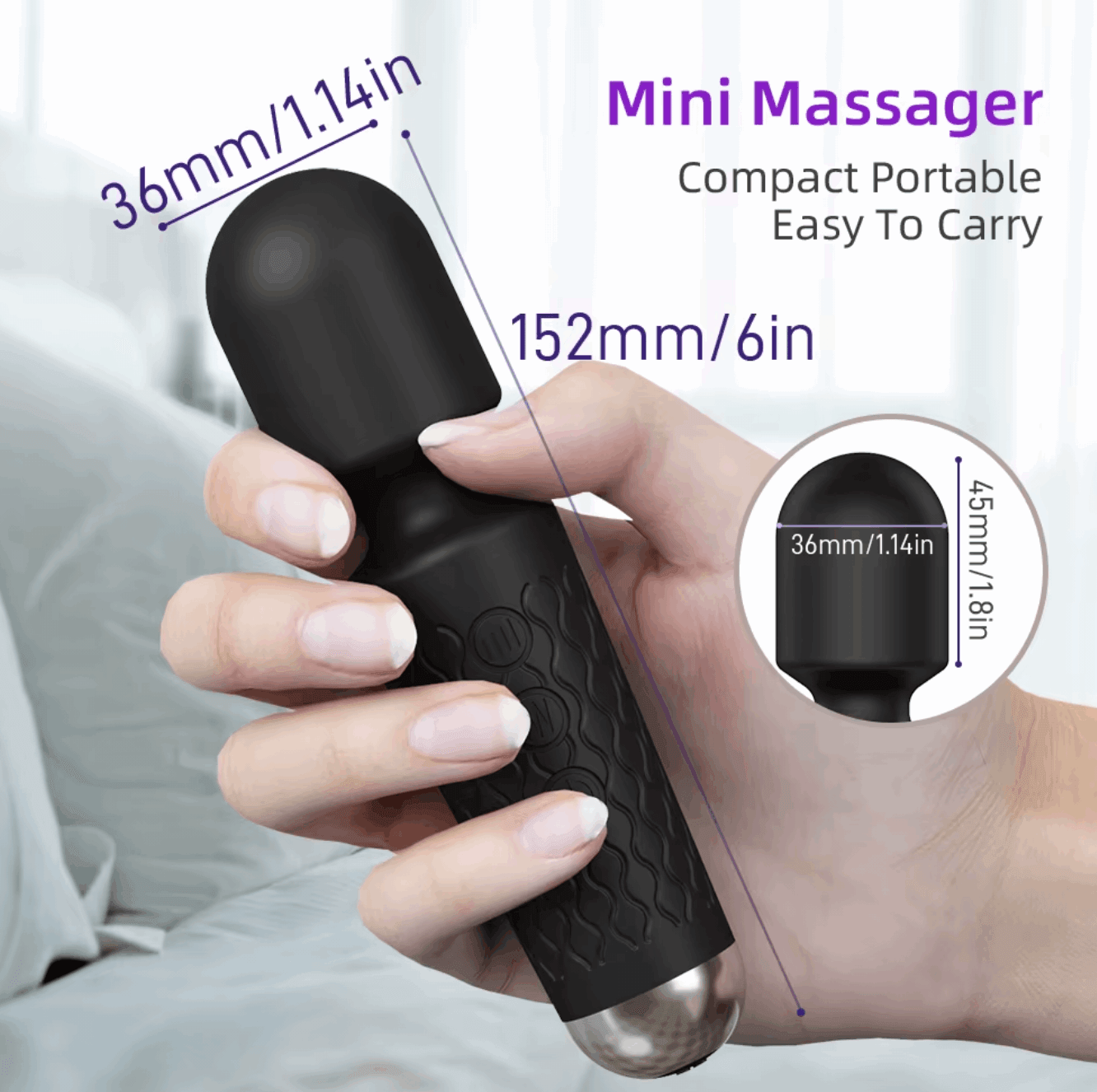 Mini Vibrador de Varita Mágica Recargable – Masajeador Portátil de Alta Potencia - Fuego y placer