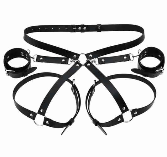 Arnés Bondage "Obey Me" – Cinturón con Esposas Integradas - Fuego y placer
