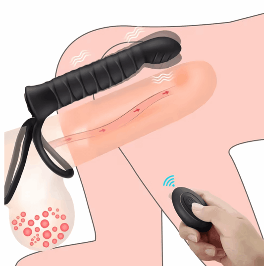 Doble Placer "Dual Pulse" – Vibrador de Doble Penetración con Anillo - Fuego y placer
